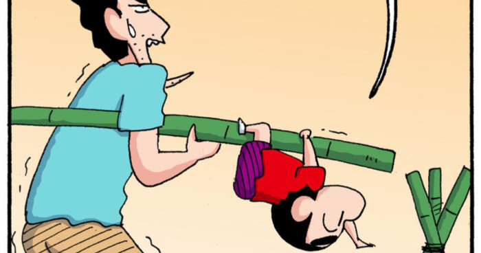ぶら下がるしんちゃん