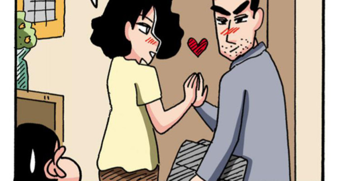 ひろしを見送るみさえ