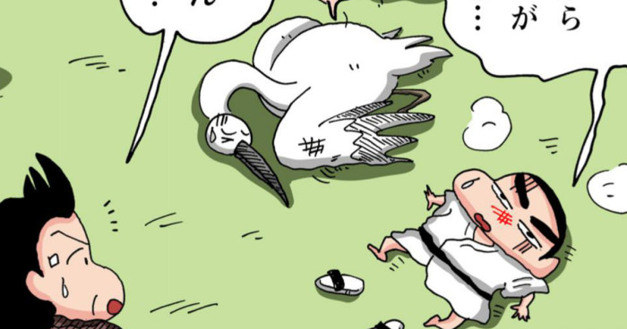 倒れるしんちゃん