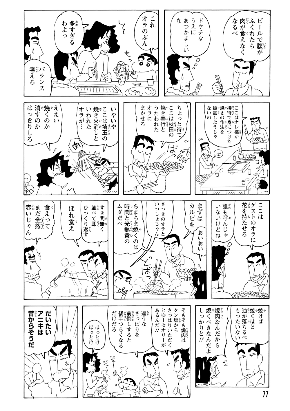 遠慮のかけらもないせましに、大事な肉をひたすら食べられてしまう。