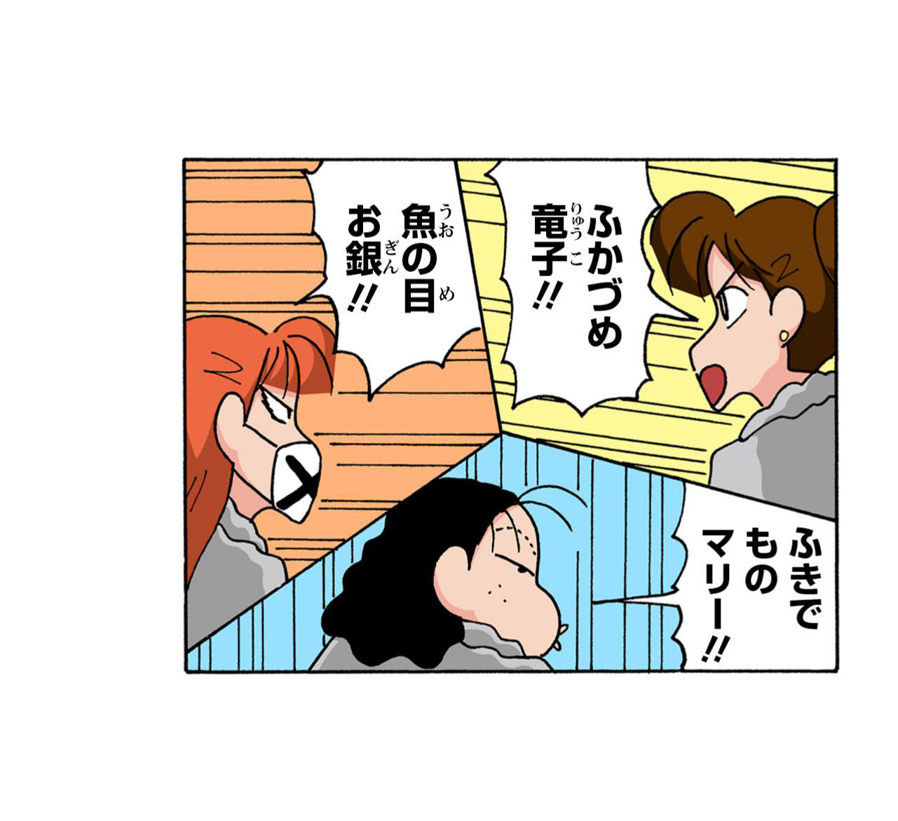 ふかづめ竜子!! 魚の目お銀!! ふきでものマリー!!